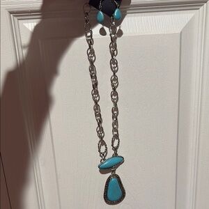 Silver and Turquoise Pendant Necklace